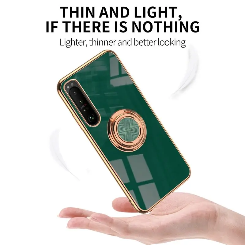 Soft Cover Electroplating TPU 360 Ring Kickstand Mobile Phone Case For Sony Xperia 5 III 5III 10 1 III 13 Pro 12 XR