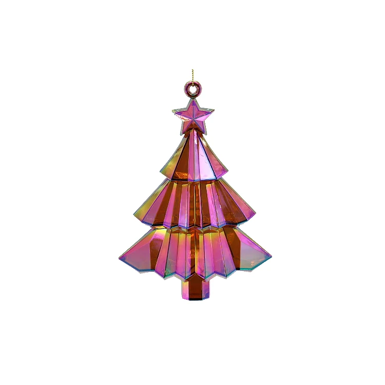 New Indoor Party Decor Luxury Christmas Decoration Supplies Mirror Crystal Colorful Acrylic  Christmas Tree Hanging Ornaments