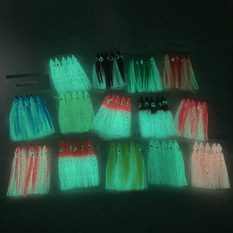 6cm Fishing Luminous Squid skirts replacement skirt octopus Sea Fishing Squid Skirts Soft Octopus Baits Lures Craft Jigging
