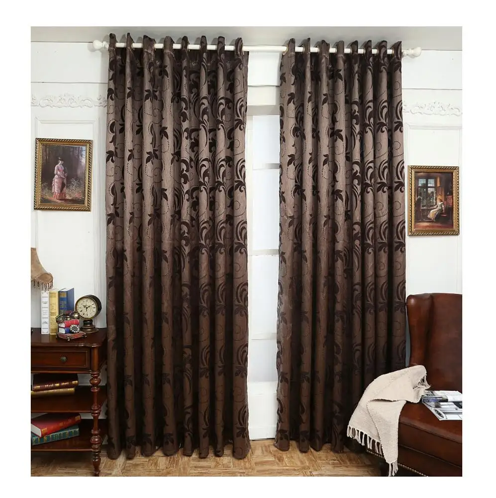 High quality jacquard fabric luxury semi-blackout curtains for living room 2 Panels