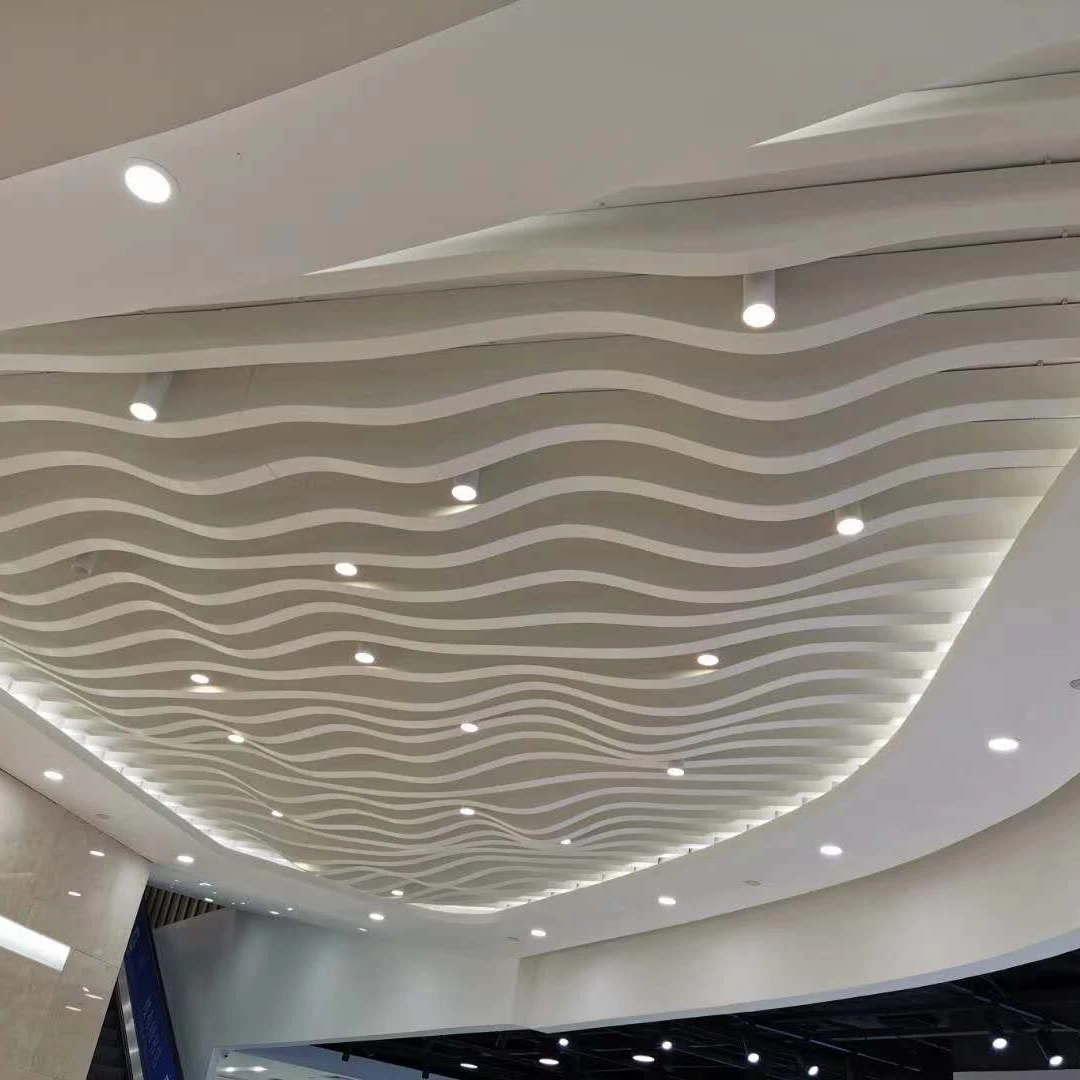 Interior Wall and Roof Decoration Fireproof Stretch Wave Aluminum Baffle Ceiling Panels