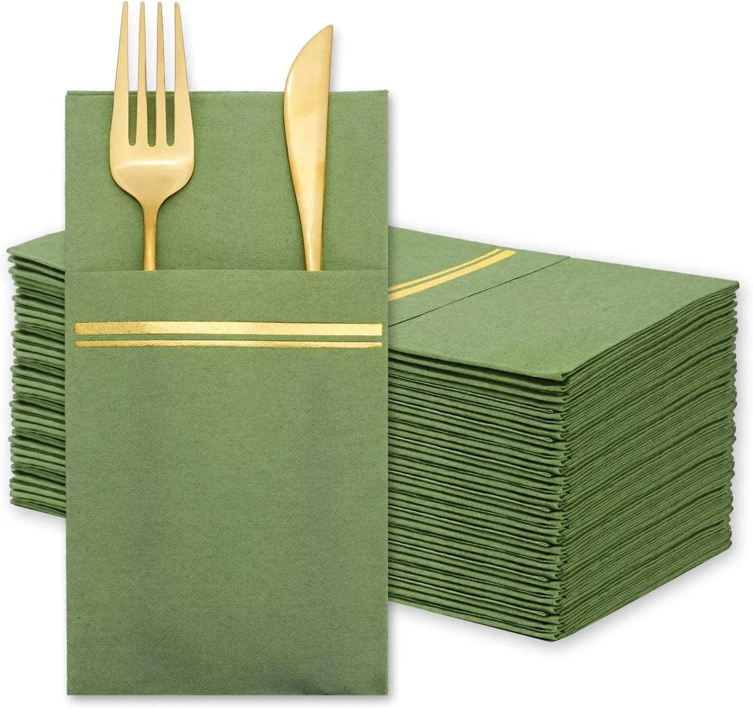 Green Paper Air laid Napkins Linen Feel Guest Disposable Cloth Like Dinner Napkins Hand Towels for Parties Weddings Dinners