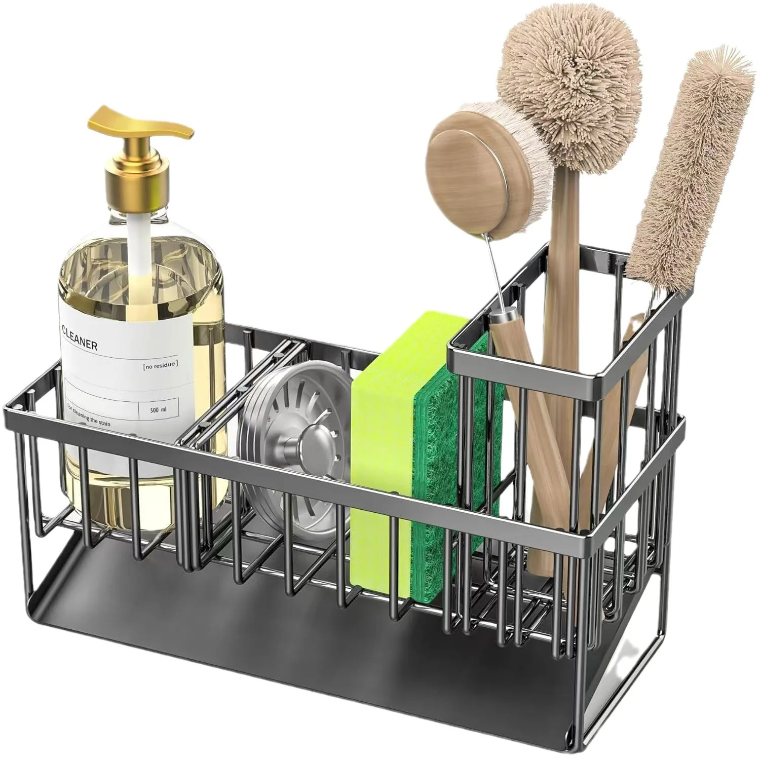 Kitchen Drainage Rack Sink Storage Organizer With Faucet Sponge Cloth Basket & Dishwasher For Sink Organization
