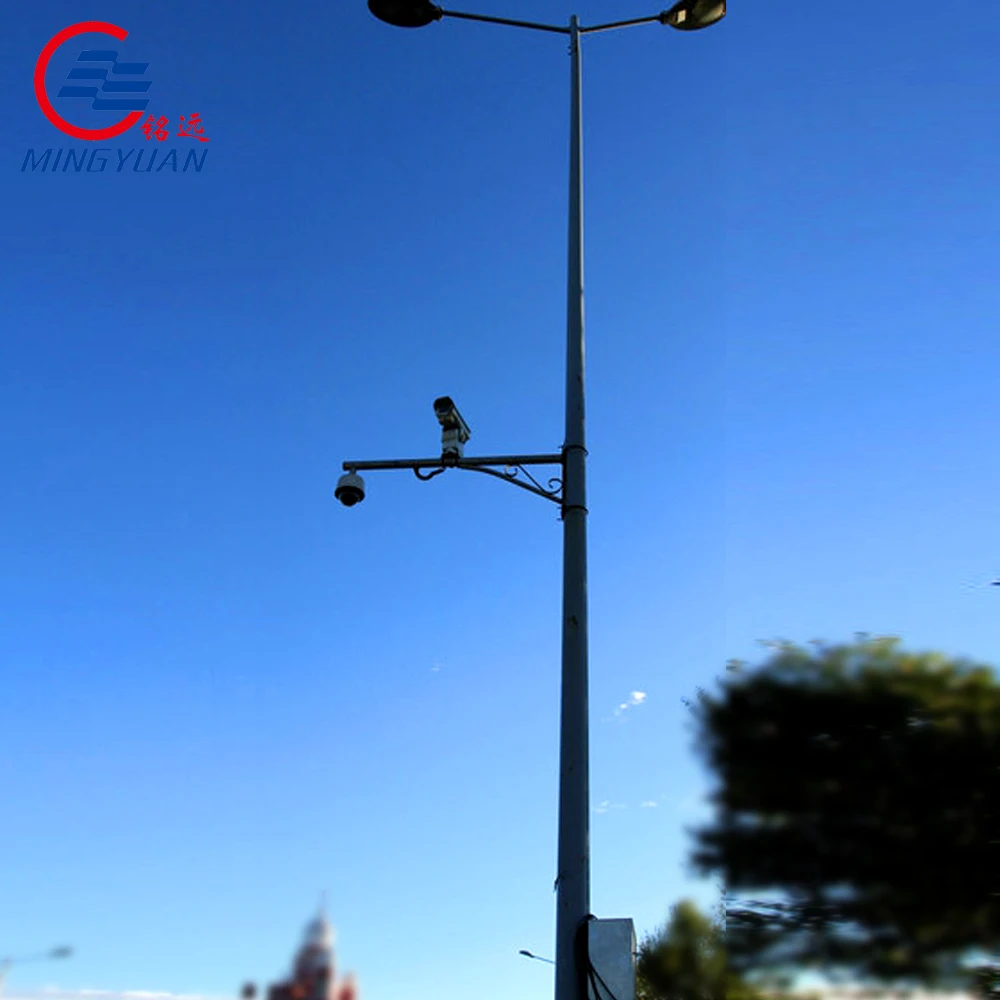 Double Arms HDG and Powder Coated CCTV Camera Monitor Pole