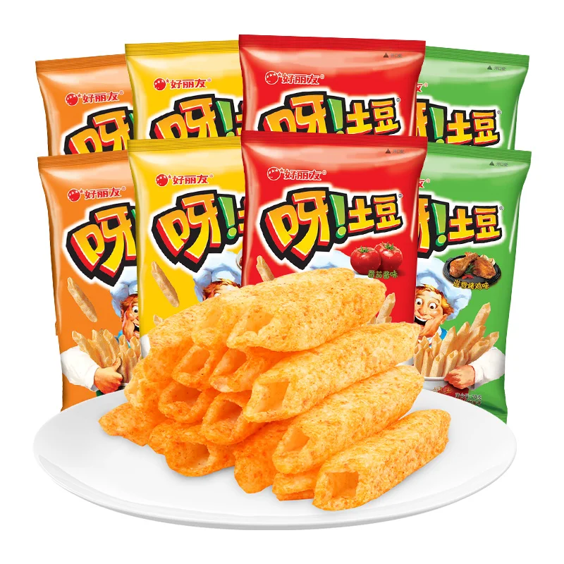 Wholesale low price potato chips French fries multi-flavored 40g tomato sauce flavor steak flavor puffed snacks