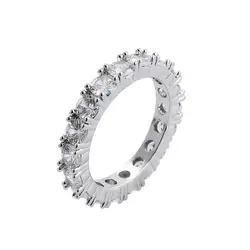 Luxury Women Finger Ring Platinum Plated Round Cut AAA CZ Diamond Eternity Band Ring