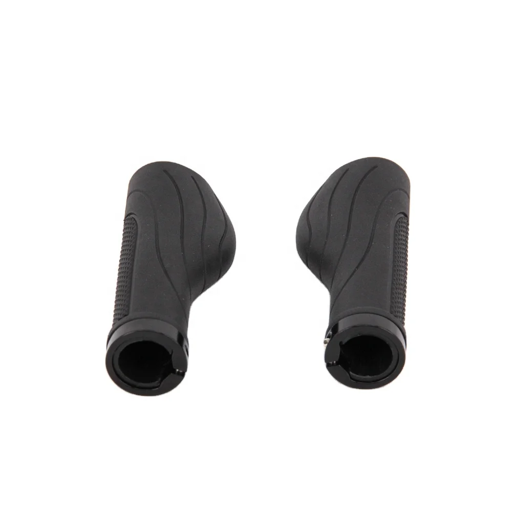 R2 Ningbo HUALONG HL-G242 130mm One Side Locking 	odi Longneck Grip Close End Black TPR Rubber Ergonomic MTB Grips 132mm