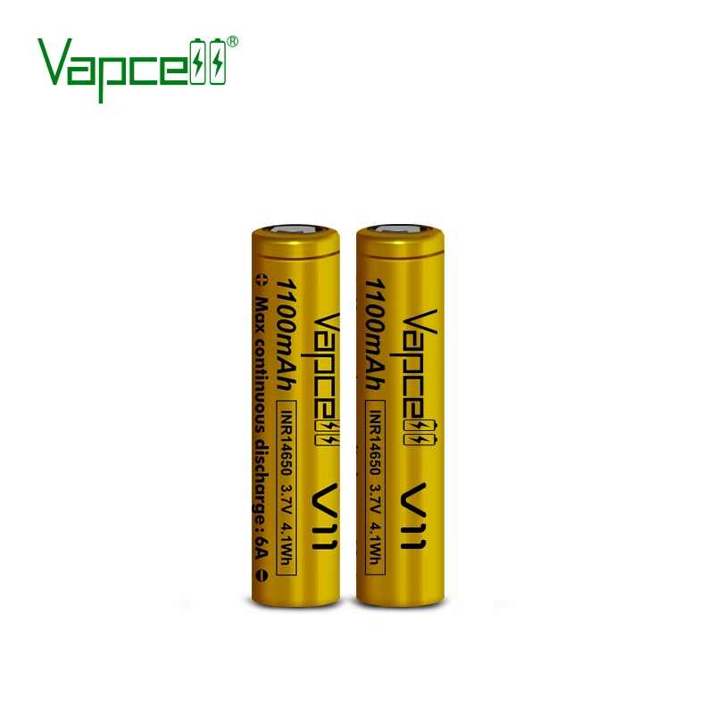 Vapcell original ICR14650 1100mah 6A li ion battery flat / button top 14650 Rechargeable Batteries For Flashlight