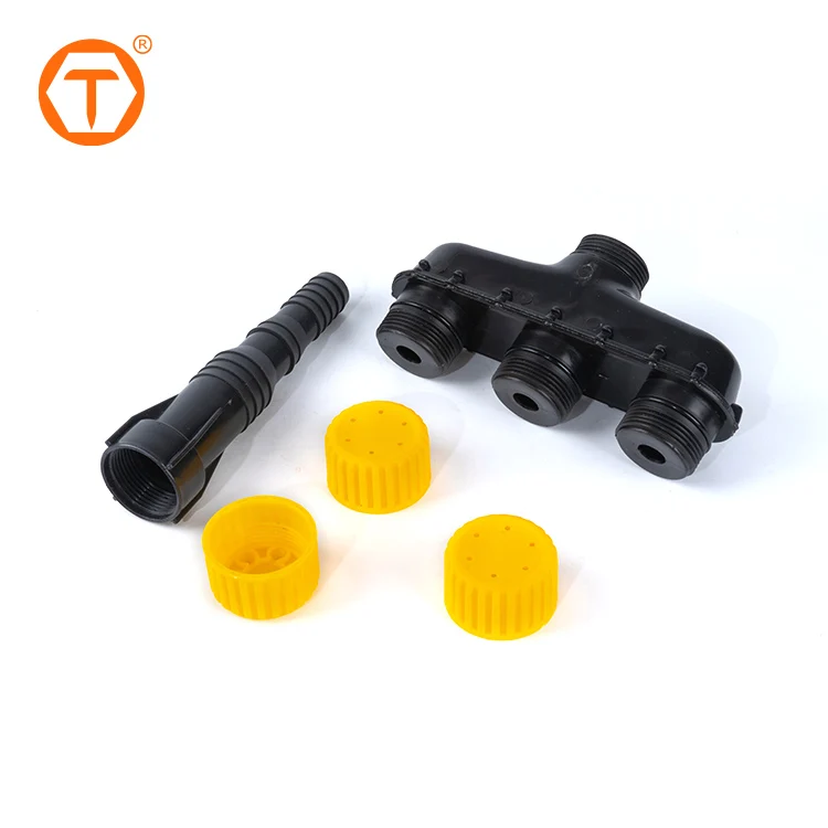 Plastic 3 Holes Agriculture Splitter Water Sprinkler Head Atomizer Sprayer Garden Hose Nozzle with Pipe Clamp