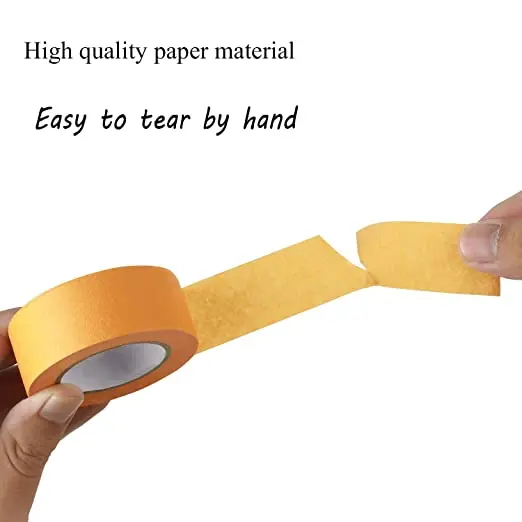 Natural Rubber General Purpose Sharp Edge Wall Art 140U Yellow Crepe Paper Masking Tape