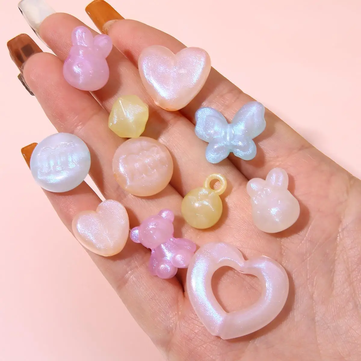 quzhi acrylic semi-transparent blue light mixed color loose beads handmade DIY hair accessories Bracelet Necklace Pendant earrin