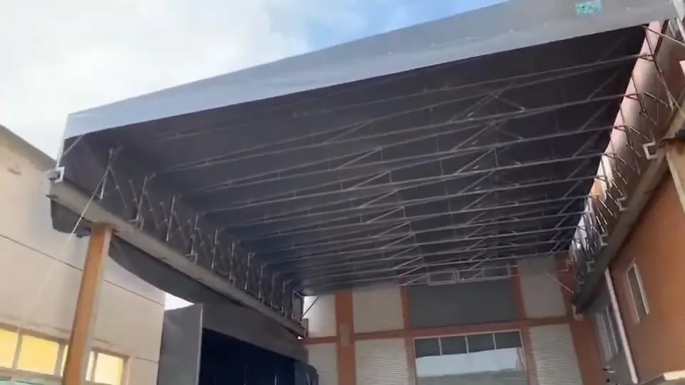 Large Electric Retractable Canopy Remote Control Steel Frame Pushes Pulls Carport Garage Mobile Logistics Warehouse Outdoor Use