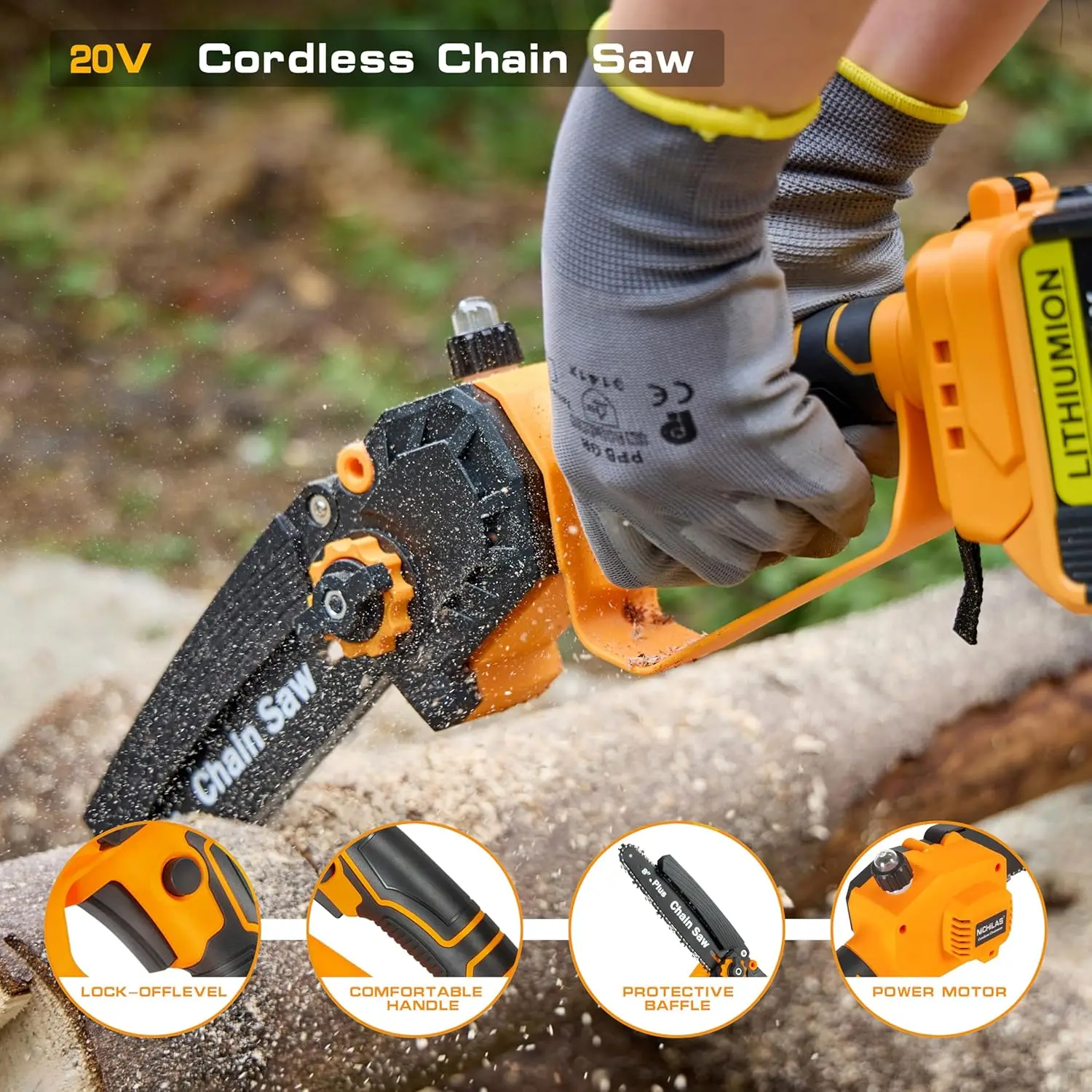 Mini Chainsaw Cordless  Handheld Chain Saw  Portable Electric Small Chainsaw for Tree Branches, Courtyard, Household & Garden