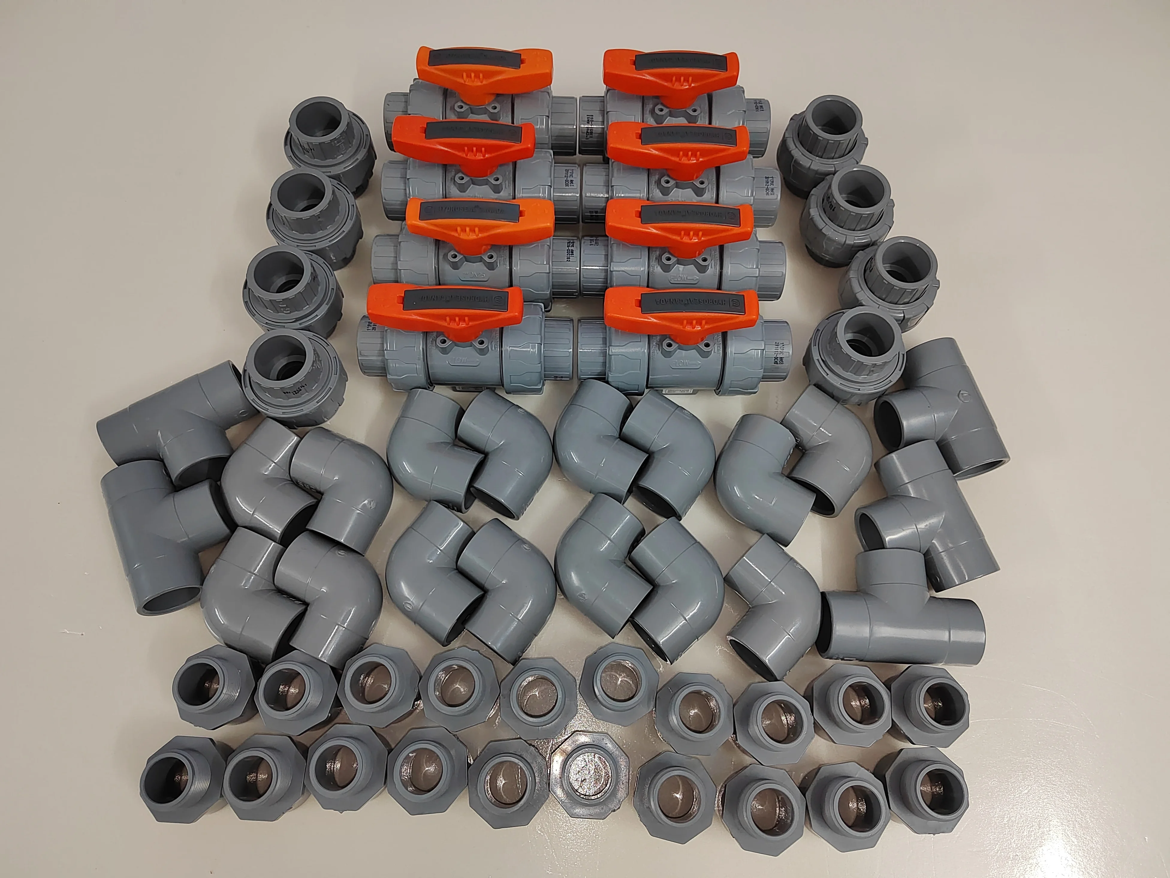 CPVC pipes, fittings and valves for industrial and chemical equipment installation (ANSI standard /DIN standard)