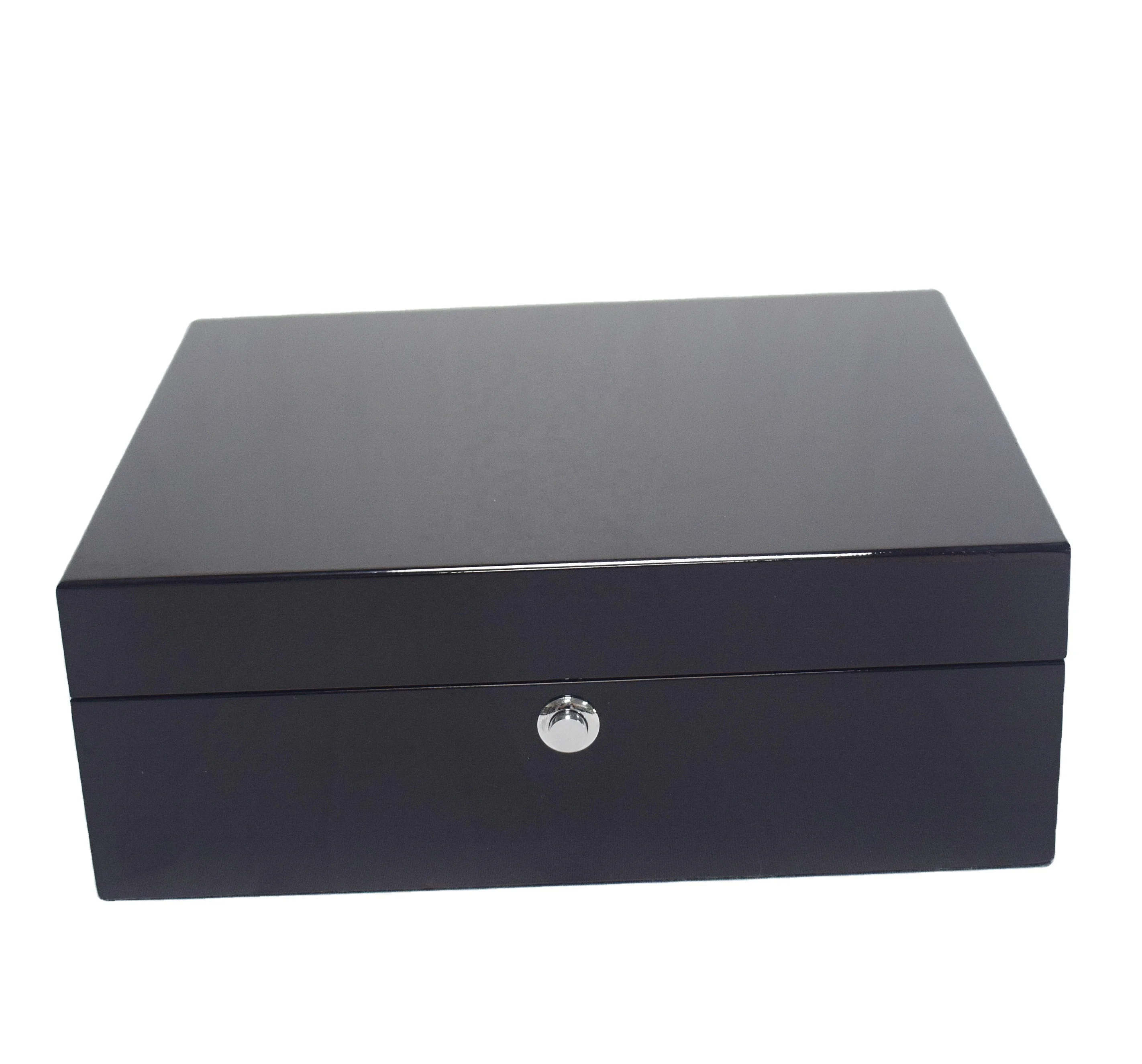 Custom Luxury 6 pcs Wooden Watch Box With High Lacquered Gloss Finish Light Black Velvet Lining