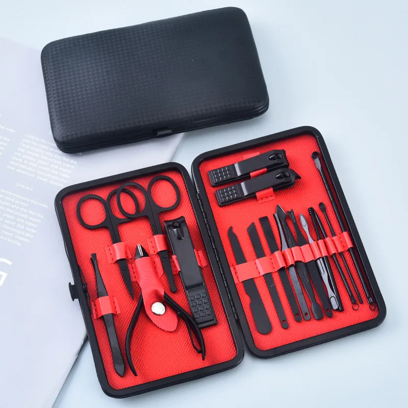 Черный цвет 18 16 12 10 7 шт. набор для стрижки ногтей маникюра и педикюра ухода за пальцами ногами подарок