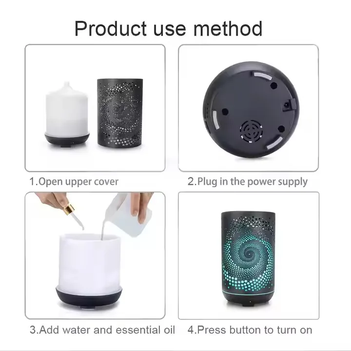 Metal Aroma Diffuser Black 300ML  Hollow Humidifier Tree/Skull/Deer/Butterfly/Owl/Fox/Fairy