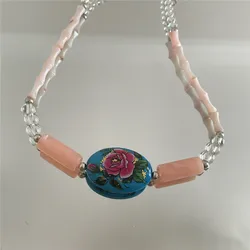 Bohemian Y2K Designer Resin Acrylic Fruit Pendant Irregular Pearl Crystal Bead Chain Clavicle Necklace Jewelry for Women