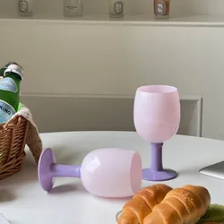 Vintage French Round Tulip Pink Wine Goblet Home Decor Restaurant Champagne Glass Kitchen Party Drink Water Coffee Glasses Cup