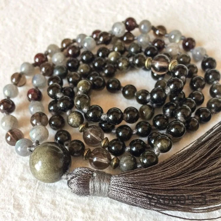 High Quality Gemstone 108 Beads Rosary Yoga Jewelry luminous stone turkish rosary beads necklace