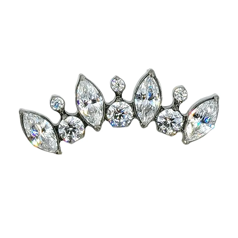 Calenдо ASTM F136 титановая корона с внутренней резьбой Marquise CZ Prong набор пирсинг серьги ювелирные изделия