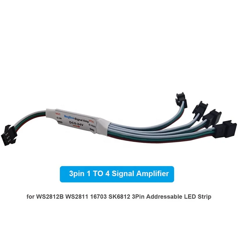 Mini Signal Amplifier for 3 Pin WS2812B WS2811 SK6812 Addressable Dream Color Pixel LED Strip Lights