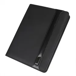 A4 splicing leather power bank portfolio with wireless charger and usb