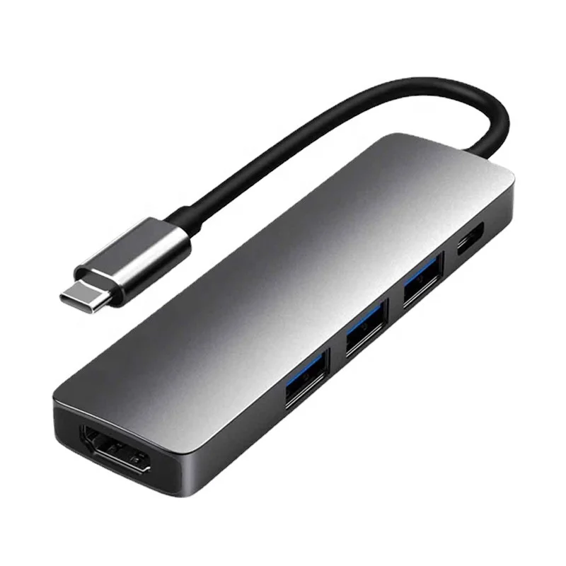 Aluminum  5-in-1 USB type C to 4K HD Multiport PD Charging USB 3.0 USB 2.0 Type C Hub Five In One Docking station