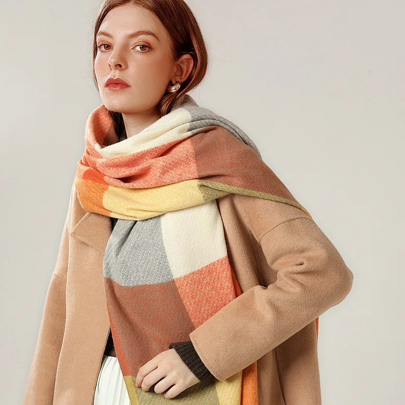 
Wholesale new winter checked pashmina scarf plaid cashmere shawl scarf for women 