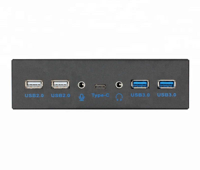 Factory Hot Sale 5.25 inch Multiport Hub 2-Port USB3.0 and USB2.0 1-Port USB Type C and HD Audio Port Front Panel