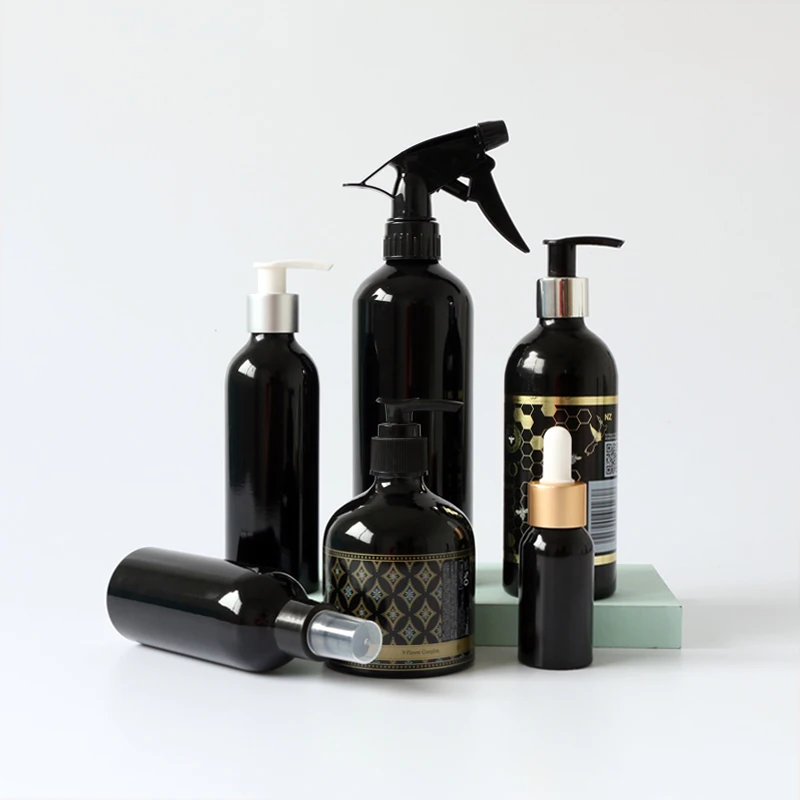 Metal aluminum can bottle 100ml 250ml 350ml 500ml white black aluminum spray pump cosmetic bottle screw cap