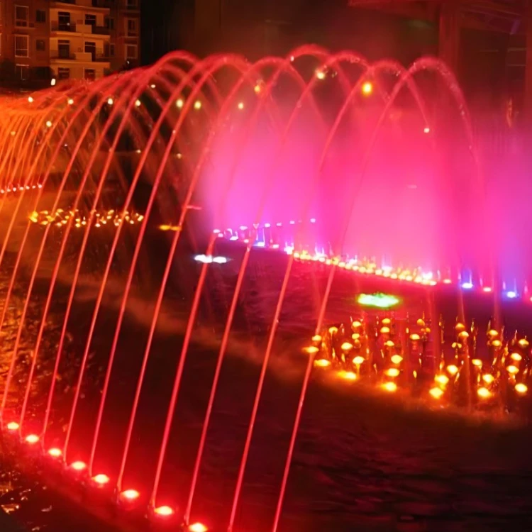 Professional service Laminar Jumping Jet Fountain Water Musical Dancing Fountain with Colorful Lights