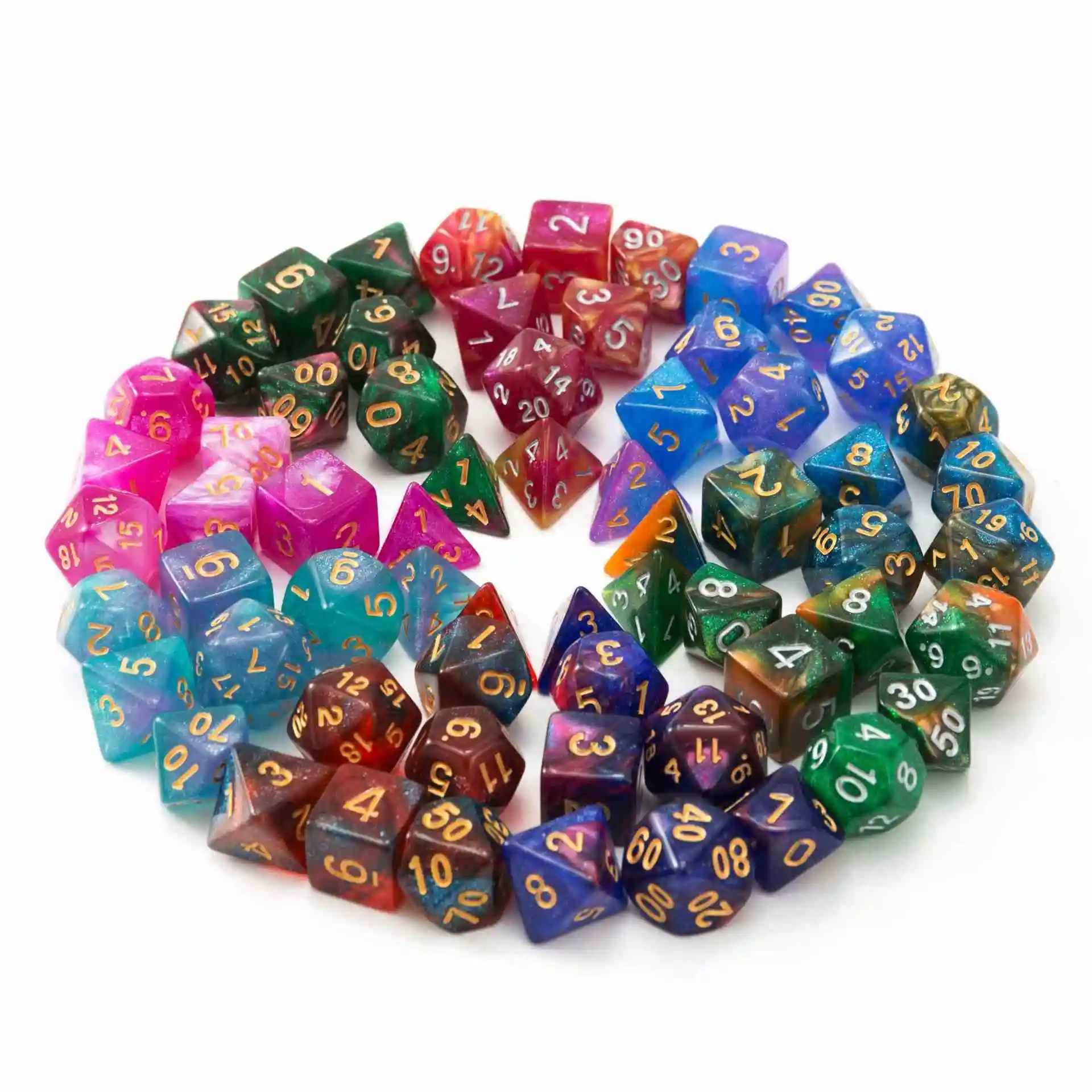 Free Sample Factory Price 9 Color Creative Universe Galaxy Dice Set Of D4-D20 Glitter Powder Amazing Effect For Tabletop Games