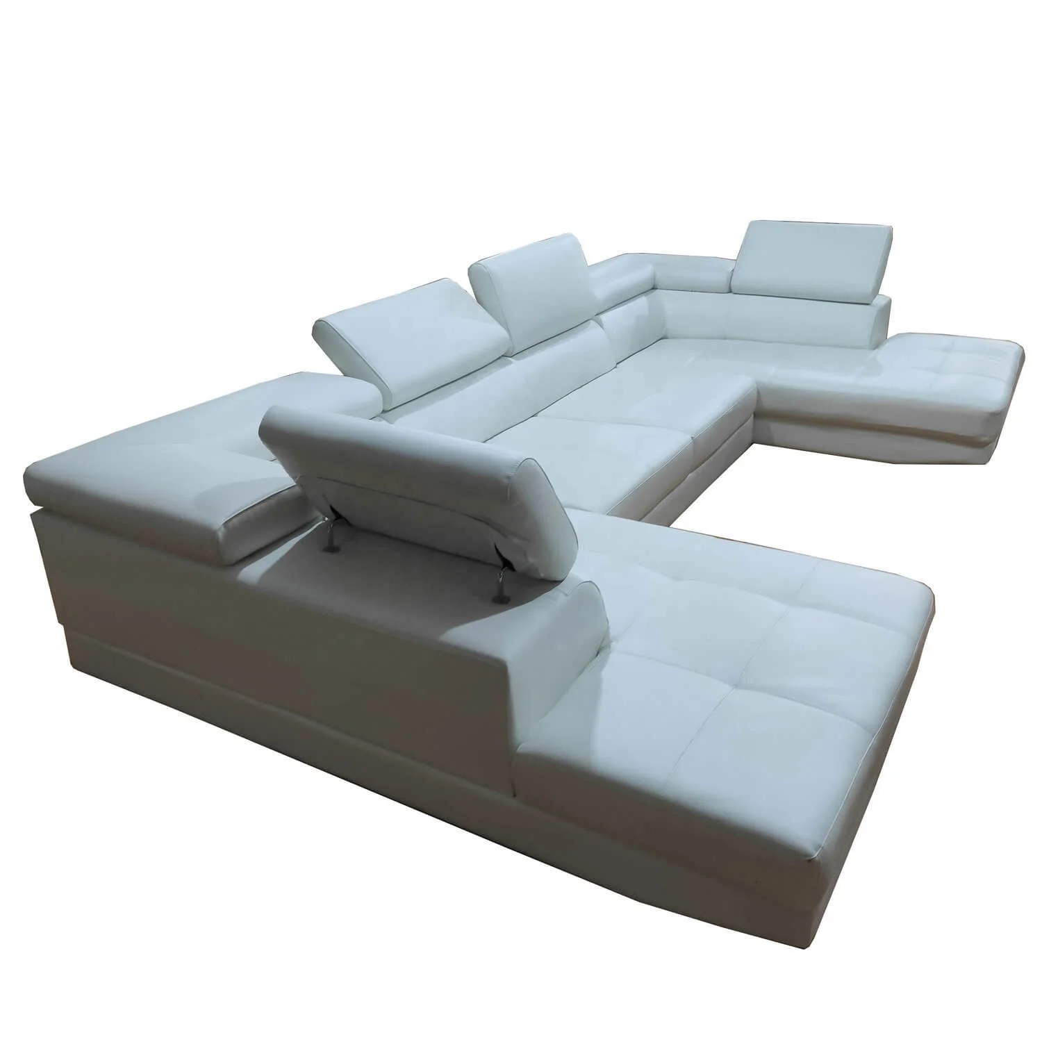 White U Shape Couch Living Room Furniture Wholesale Price Leather Lawson Sofa Set With Stock Can Deliver Immediately