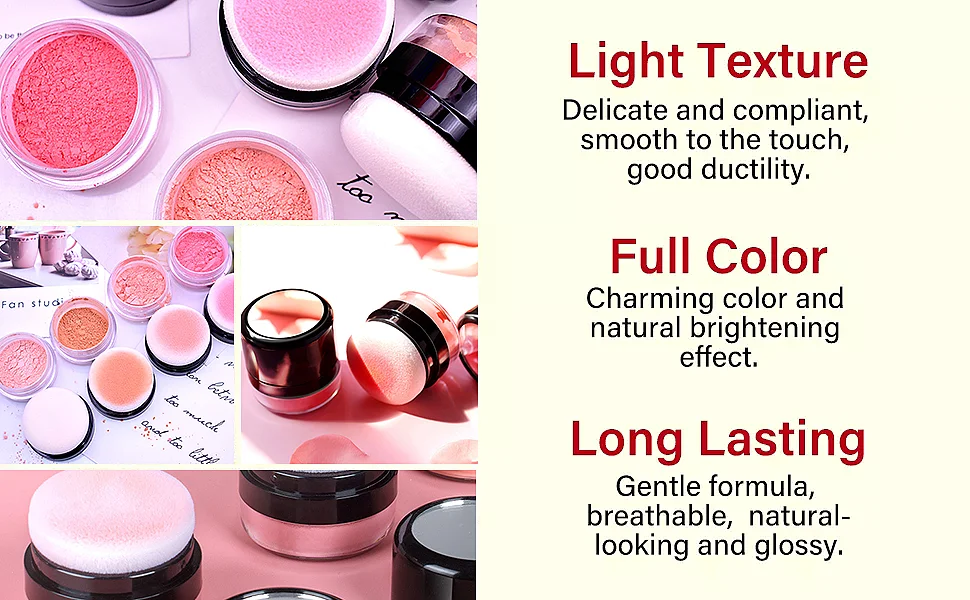 Wholesale High quality No logo Private label Single color Kawaii Powder blush Organic Face Cute Matte Pink Waterproof Blush