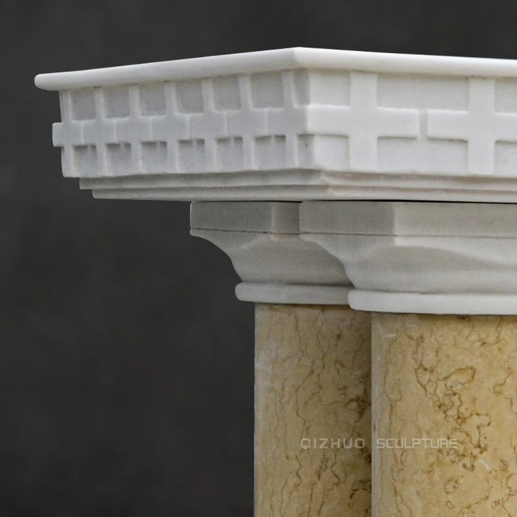 hand carved catholic religious white marble altar table &pulpit with jesus