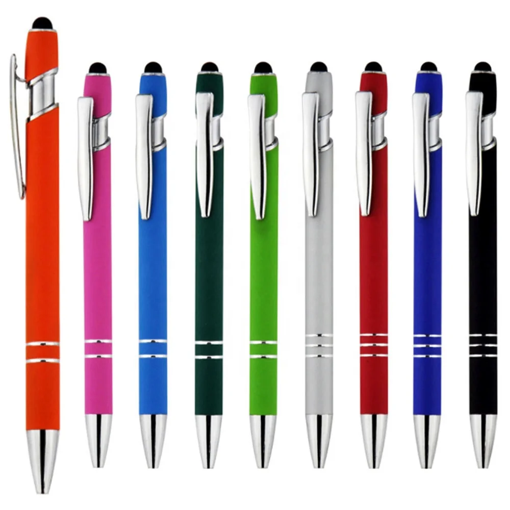 
CUSTOM BALL PEN WITH STYLUS soft touch stylus pens metal body ballpoint Promotional Click pen 