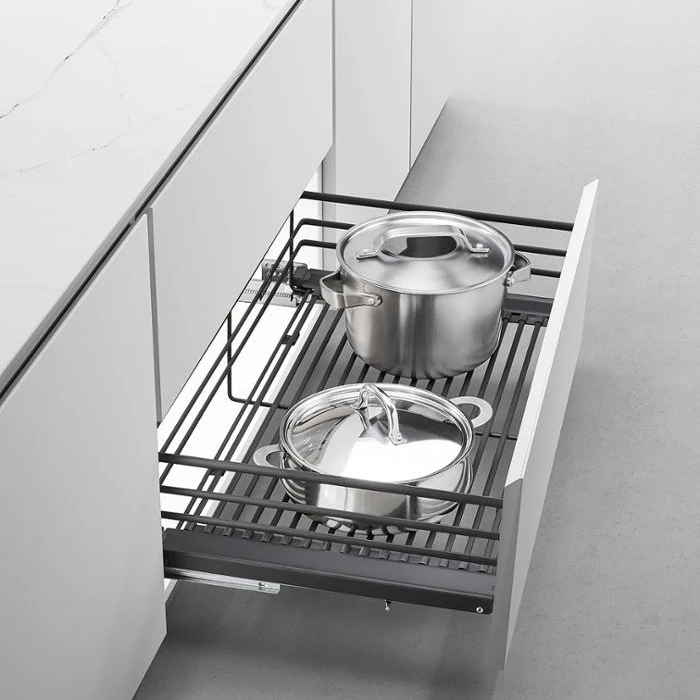 
Kitchen Cabinet Basket for Dish Plate Pull Out Organizer 