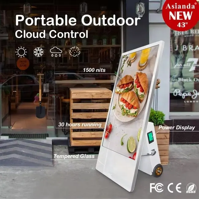 Best Selling Capacitive Battery Powered High Brightness Moveable Advertising Equipment Screen Floor Standing Outdoor 6mm