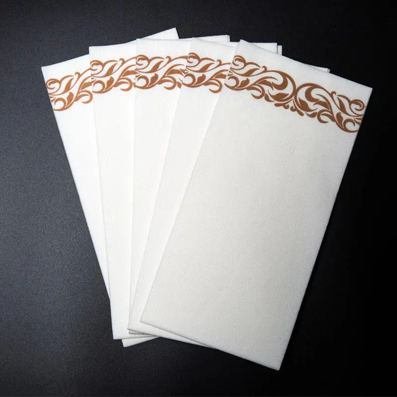 Luxury 40*40 Linen Feel Guest Dinner Towels Party Wedding Soft Absorbent Hand Airlaid Folded Tissue Paper Napkins Custom