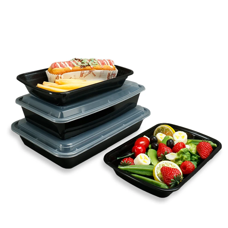 Customization 2 Compartment Plastic Lunch Bento Box Rectangular Takeaway Meal Prep Disposable Food Container