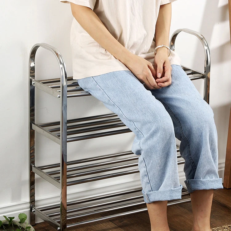 Multi-functional Home Storage Organization Shelf 4 Tiers Steel Shoe Rack