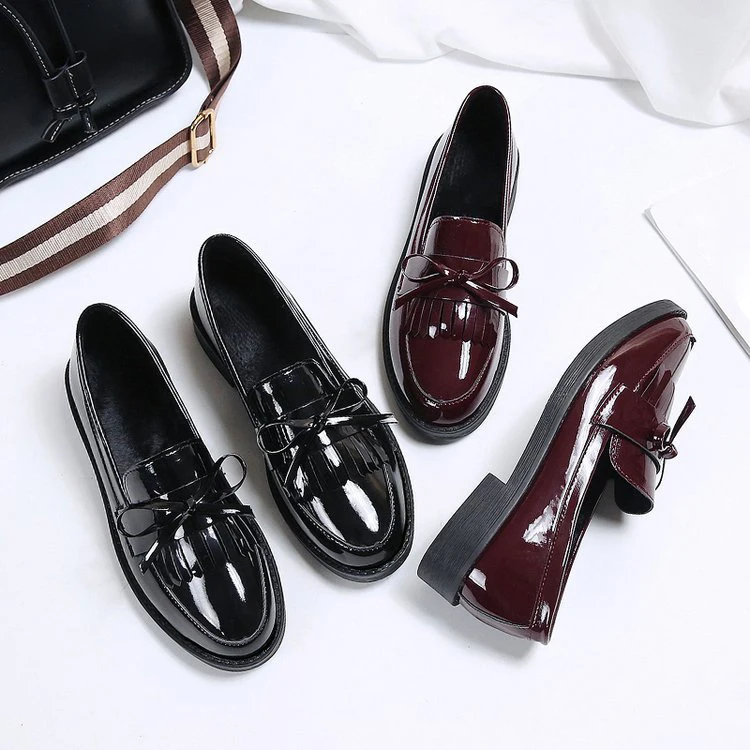 New Styles Ladies Fashion Bowknot Flat Shoes Comfortable Slip on PU Leather Casual Shoes Ballet Flats Loafers for Women