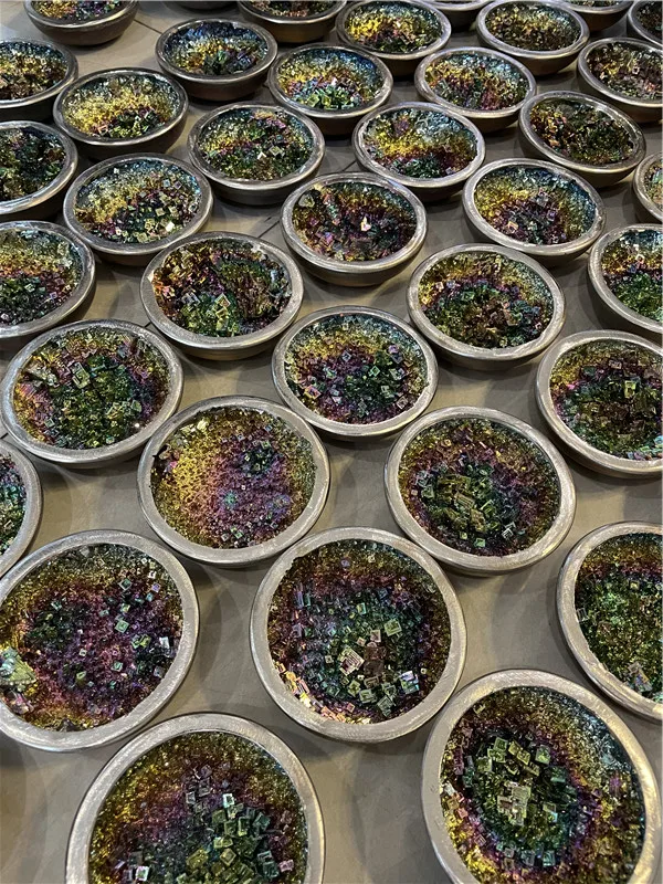 Natural Gemstone Seven Colour Bismuth Bowl Treasure Ore cornucopia Mineral Specimen For Home Decoration