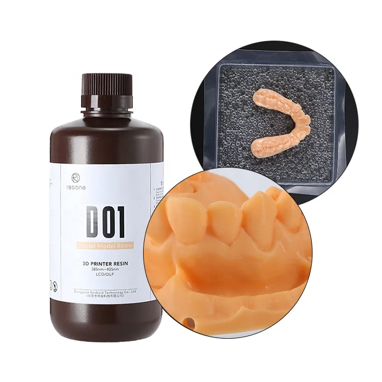 
D01 1kg Yellow-orange Dental 3D Resin 405nm UV DLP LCD 3D Printer Resin 
