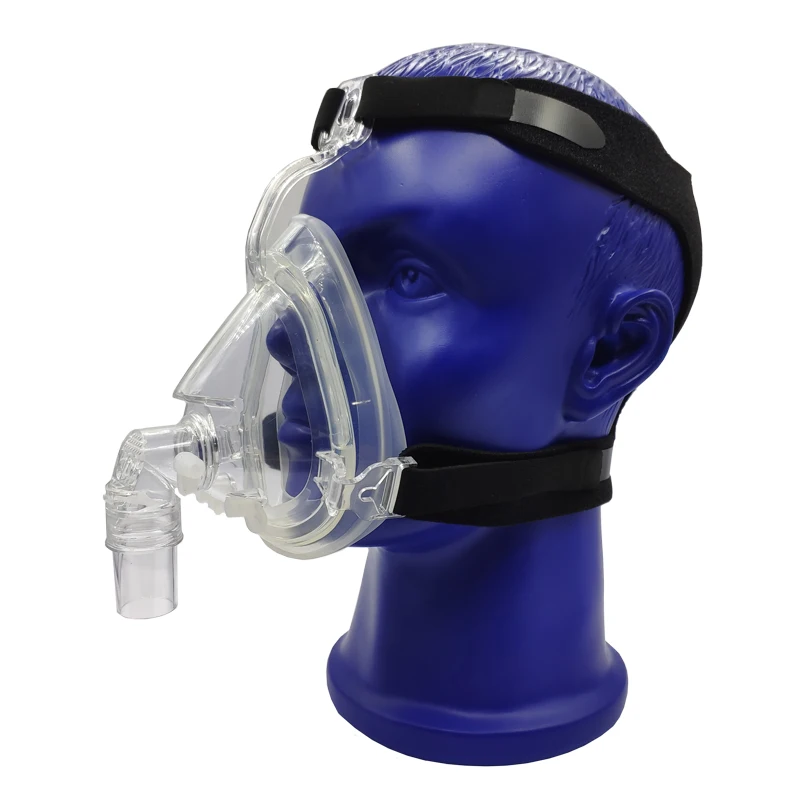 
FA-04A full face CPAP silicone face shield for auto BIPAP BMC Resmed Respironics machine with black cpap headgear straps 