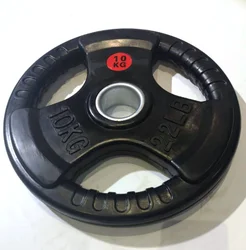 Wholesale Custom Logo Gym Commercial Tri Grip Cast Iron Steel Rubber Coated Barbell Weight Plate