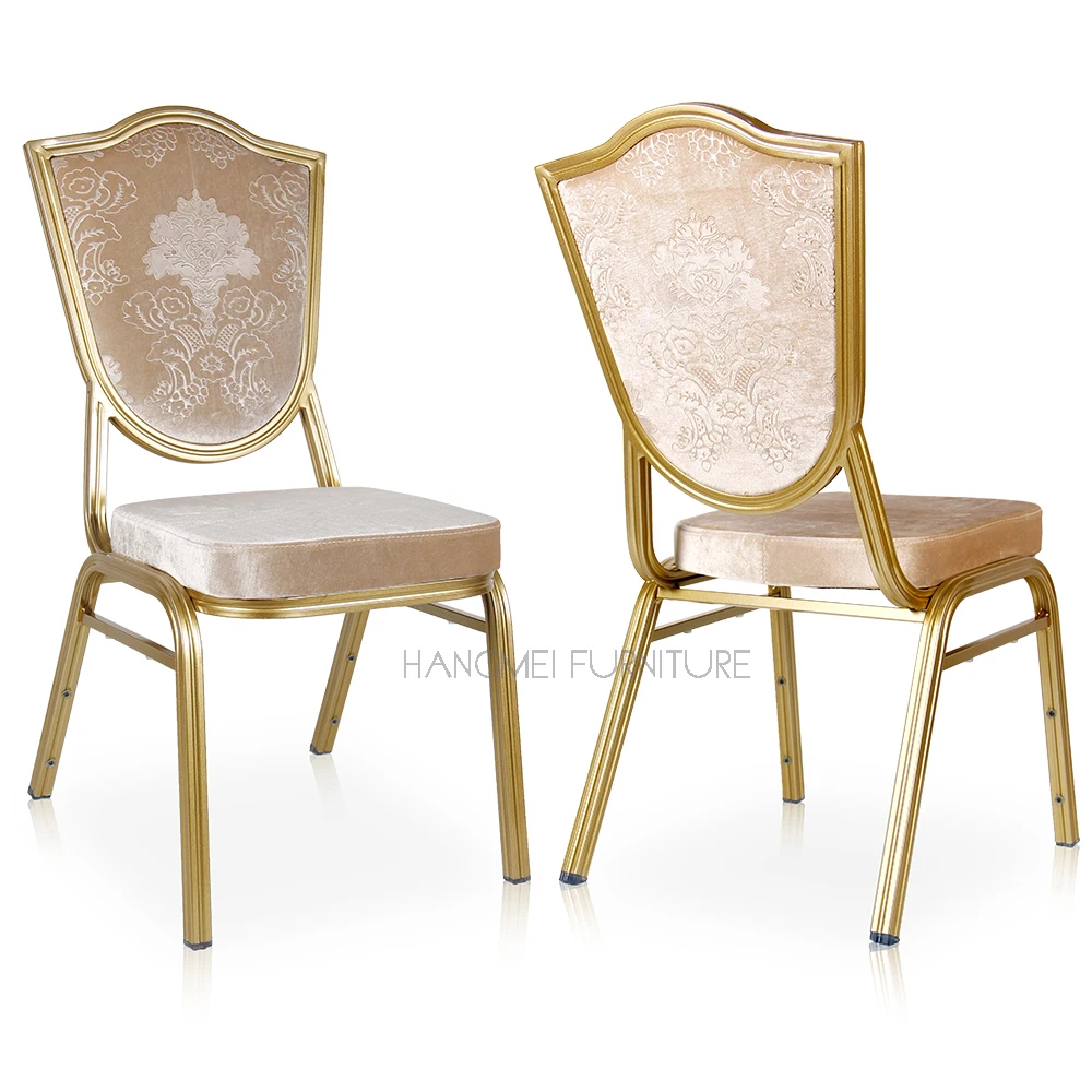 Morocco Commercial Furniture Aluminum Stacking Gold Wedding Restaurant Banquet Hall Dining Chair