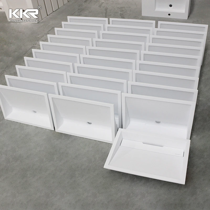 Kkr Man Made Solid Surface in Slab With 300+colors or Mould Sanitary Ware Wall Hung Basin Sink