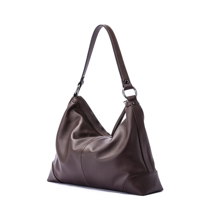 
Top Brand Fashion Travel Tote Bag for Women with Logo Brown color Ladies 100 Genuine Leather Shopping Handbags 